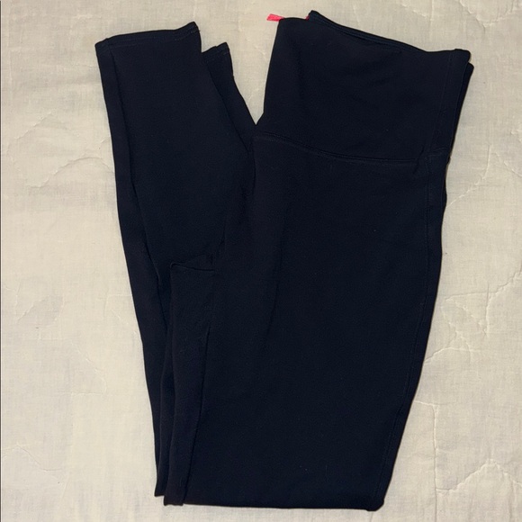 SPANX Ankle Length Ponte Navy Blue Leggings Split Hem 20262T - Picture 2 of 5